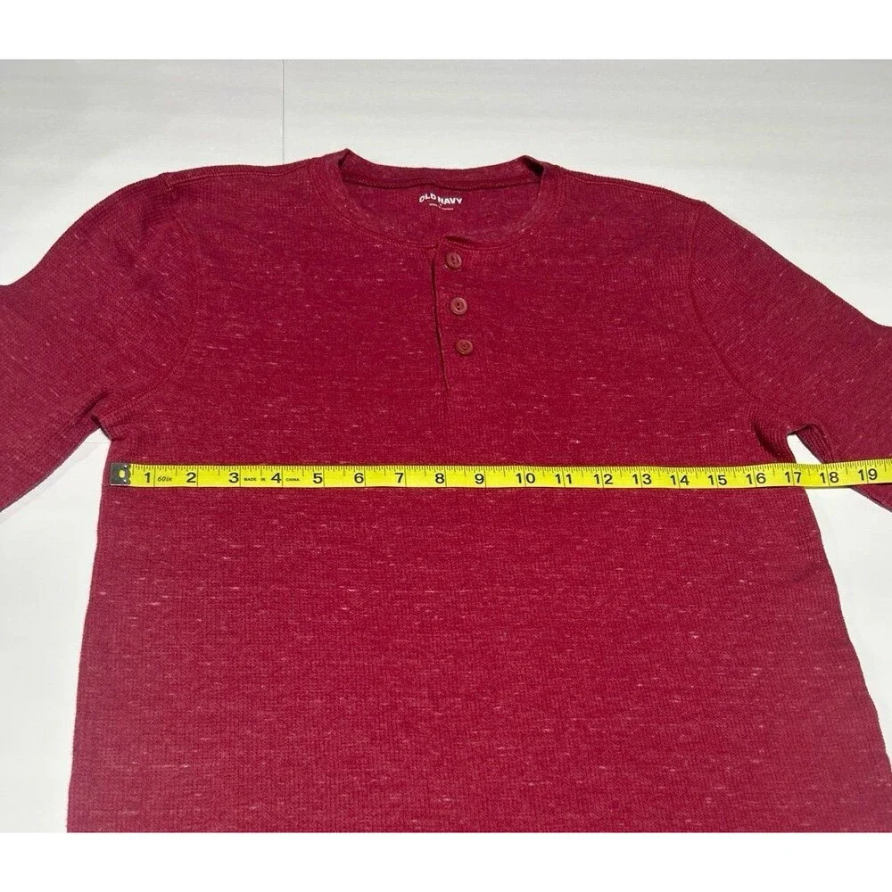 Old Navy Men's Maroon Waffle Knit Henley Shirt - Size Small